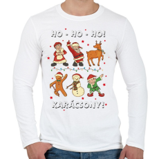 PRINTFASHION Karácsony - hohoho - télapó és barátai - Férfi hosszú ujjú póló - Fehér