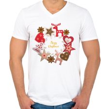 PRINTFASHION Karácsony - karácsonyi díszek - Férfi V-nyakú póló - Fehér férfi póló