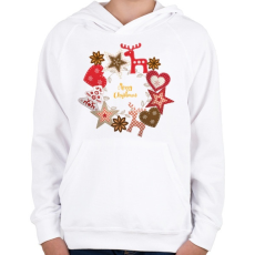 PRINTFASHION Karácsony - karácsonyi díszek - Gyerek kapucnis pulóver - Fehér