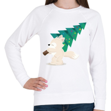 PRINTFASHION Karácsony - kis rókával - Női pulóver - Fehér női pulóver, kardigán