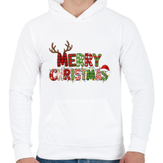 PRINTFASHION Karácsony Merry Christmas - Férfi kapucnis pulóver - Fehér