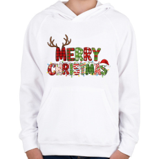 PRINTFASHION Karácsony Merry Christmas - Gyerek kapucnis pulóver - Fehér