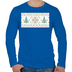 PRINTFASHION Karácsony mintázat - Férfi hosszú ujjú póló - Királykék