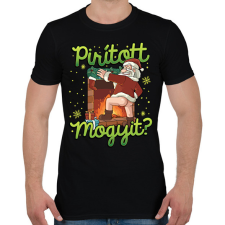 PRINTFASHION Karácsony Pirított mogyi Mikulás - Férfi póló - Fekete férfi póló