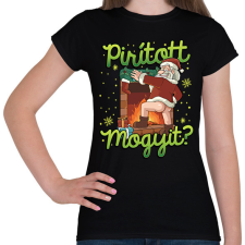 PRINTFASHION Karácsony Pirított mogyi Mikulás - Női póló - Fekete női póló