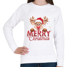 PRINTFASHION karácsony rénszarvas - Női pulóver - Fehér női pulóver, kardigán