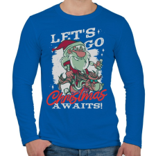 PRINTFASHION Karácsony - Télapó lovon - Férfi hosszú ujjú póló - Királykék férfi póló