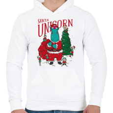 PRINTFASHION Karácsony - télapó unikornis - Férfi kapucnis pulóver - Fehér