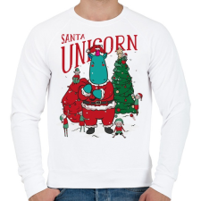 PRINTFASHION Karácsony - télapó unikornis - Férfi pulóver - Fehér férfi pulóver, kardigán