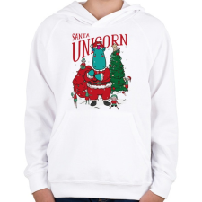 PRINTFASHION Karácsony - télapó unikornis - Gyerek kapucnis pulóver - Fehér gyerek pulóver, kardigán
