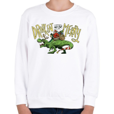 PRINTFASHION Karácsony - Tépapó dínóval érkezik - Gyerek pulóver - Fehér gyerek pulóver, kardigán