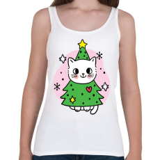 PRINTFASHION Karácsonyfa cica - Női atléta - Fehér
