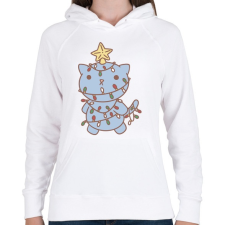 PRINTFASHION Karácsonyfa cica - Női kapucnis pulóver - Fehér női pulóver, kardigán