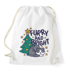 PRINTFASHION Karácsonyfa és cica - furry and bright - Sportzsák, Tornazsák - Fehér