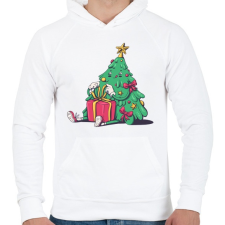 PRINTFASHION Karácsonyfa - Férfi kapucnis pulóver - Fehér férfi pulóver, kardigán