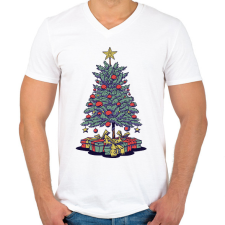 PRINTFASHION Karácsonyfa - Férfi V-nyakú póló - Fehér férfi póló