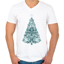 PRINTFASHION Karácsonyfa - Férfi V-nyakú póló - Fehér férfi póló
