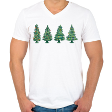 PRINTFASHION Karácsonyfák - Férfi V-nyakú póló - Fehér férfi póló