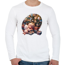 PRINTFASHION Karácsonyi angyal - Férfi hosszú ujjú póló - Fehér férfi póló
