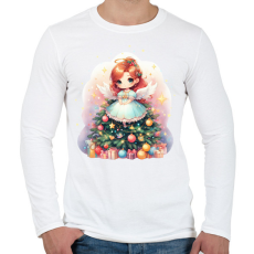 PRINTFASHION Karácsonyi angyal - Férfi hosszú ujjú póló - Fehér