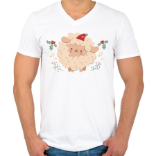 PRINTFASHION Karácsonyi bárány - Férfi V-nyakú póló - Fehér férfi póló