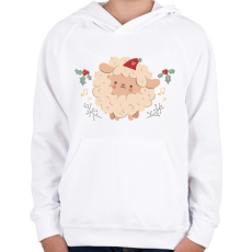 PRINTFASHION Karácsonyi bárány - Gyerek kapucnis pulóver - Fehér