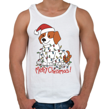 PRINTFASHION Karácsonyi beagle - Férfi atléta - Fehér atléta, trikó