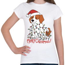 PRINTFASHION Karácsonyi beagle - Női póló - Fehér női póló