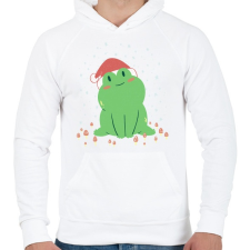 PRINTFASHION Karácsonyi béka - Férfi kapucnis pulóver - Fehér férfi pulóver, kardigán