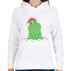 PRINTFASHION Karácsonyi béka - Női kapucnis pulóver - Fehér