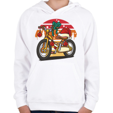 PRINTFASHION Karácsonyi bicikli - Gyerek kapucnis pulóver - Fehér gyerek pulóver, kardigán