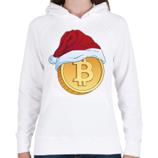 PRINTFASHION Karácsonyi bitcoin - Női kapucnis pulóver - Fehér női pulóver, kardigán