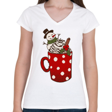 PRINTFASHION Karácsonyi bögre - Női V-nyakú póló - Fehér