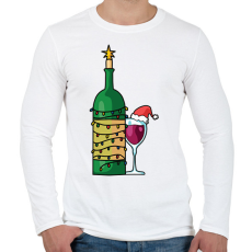 PRINTFASHION Karácsonyi bor - Férfi hosszú ujjú póló - Fehér