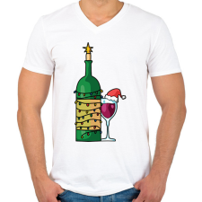 PRINTFASHION Karácsonyi bor - Férfi V-nyakú póló - Fehér férfi póló