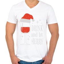 PRINTFASHION Karácsonyi borozás - Férfi V-nyakú póló - Fehér férfi póló