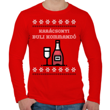 PRINTFASHION KARÁCSONYI BULI KOMMANDÓ - Férfi hosszú ujjú póló - Piros férfi póló