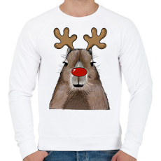 PRINTFASHION Karácsonyi capybara - Férfi pulóver - Fehér