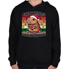 PRINTFASHION Karácsonyi Capybara  - Gyerek kapucnis pulóver - Fekete