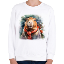 PRINTFASHION Karácsonyi capybara - Gyerek pulóver - Fehér gyerek pulóver, kardigán