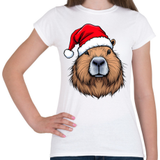 PRINTFASHION Karácsonyi capybara - Női póló - Fehér