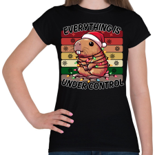 PRINTFASHION Karácsonyi Capybara - Női póló - Fekete női póló