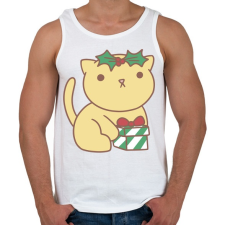 PRINTFASHION Karácsonyi cica - Férfi atléta - Fehér atléta, trikó