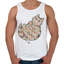 PRINTFASHION Karácsonyi cica - Férfi atléta - Fehér atléta, trikó