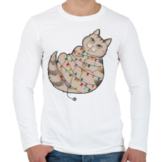 PRINTFASHION Karácsonyi cica - Férfi hosszú ujjú póló - Fehér