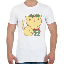 PRINTFASHION Karácsonyi cica - Férfi póló - Fehér férfi póló