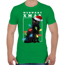 PRINTFASHION Karácsonyi cica - Férfi póló - Zöld