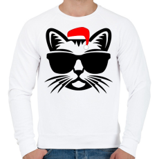 PRINTFASHION Karácsonyi Cica  - Férfi pulóver - Fehér