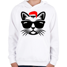 PRINTFASHION Karácsonyi cica - Gyerek kapucnis pulóver - Fehér