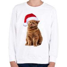 PRINTFASHION Karácsonyi cica - Gyerek pulóver - Fehér gyerek pulóver, kardigán